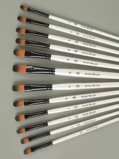 opeth 12-delars set med halvrunda ritpenslar, enkelt set med trämålningspenslar för elever, skolstart, skolmaterial