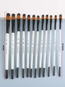 opeth 12pcs Half Round Head Drawing Brush Set, Simple Wood Painting Brush Set For Student Back To School,Back To School,School Supplies - Multicolor - View 6