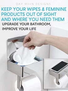1pc Stainless Steel Tissue Storage Box Bathroom Decor Summer