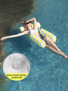 Inflatable Striped PVC Floating Air Mattress - Yellow - View 4