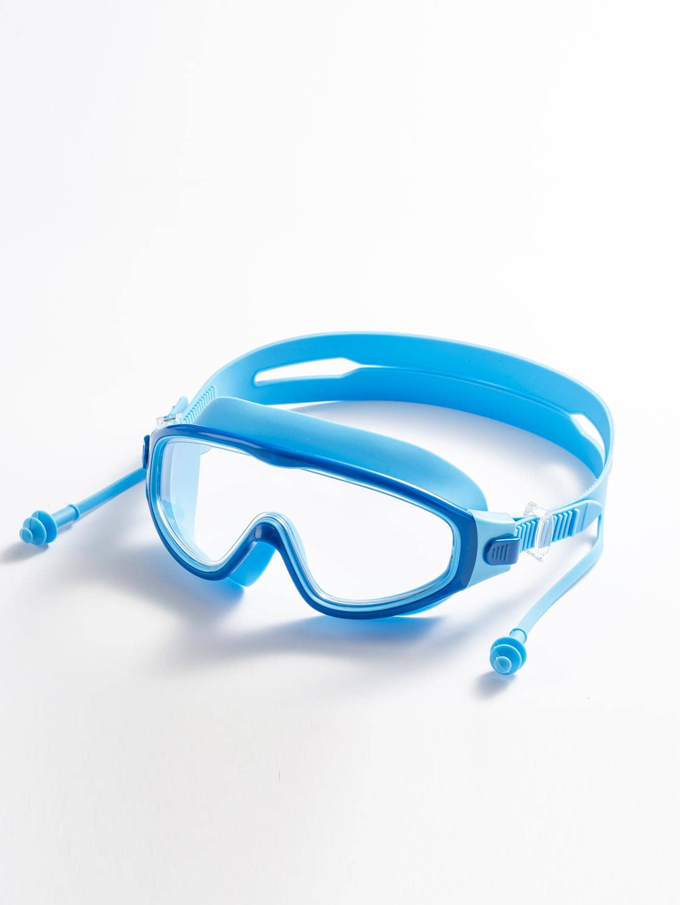 1 件游泳镜（适合 6-18 岁），防水防雾高清大框游泳镜 - 藍色 - 查看 1