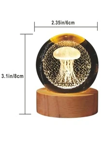 1pc Jellyfish Shaped Crystal Ball Night Light Decoration For Modern Home Decor - Clear - View 2