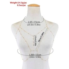 1pc Fashion Zinc Alloy Rhinestone Decor Body Chain For Women For Daily Life - Gold - View 3