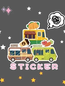 50pcs Bus Pattern Sticker, Modern Transportation Print Decorative Decal For Office, School - Multicolor - View 9