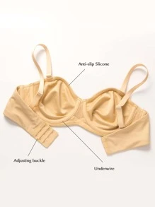 Solid Push up Underwire Bra - Apricot - View 7