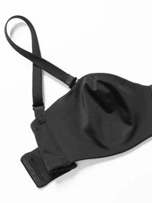 Women Solid Color Seamless Bandeau Bra - Black - View 9