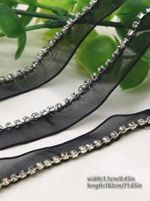 1pc Rhinestone Decor DIY Webbing Lace - Black - View 3