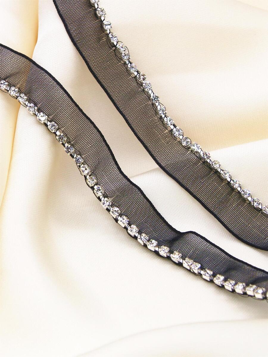1pc Rhinestone Decor DIY Webbing Lace - Black - View 1