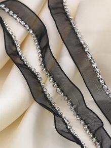 1pc Rhinestone Decor DIY Webbing Lace - Black - View 2