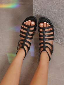 Xăng đan đấu sĩ tối giản dành cho nữ, Xăng đan thời trang - màu đen - Xem 2