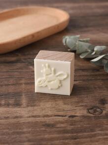 1入組蜜蜂樣式木頭簡約風昆蟲印花方形印章適用於卡製作 - 彩色 - 查看 4