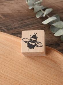 1入組蜜蜂樣式木頭簡約風昆蟲印花方形印章適用於卡製作 - 彩色 - 查看 2