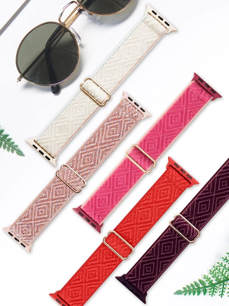 สายนาฬิกา ลวดลาย เรขาคณิต พอลิเอไมด์ สากล 5 ชิ้น - มัลติคัลเลอร์ - ดู 2