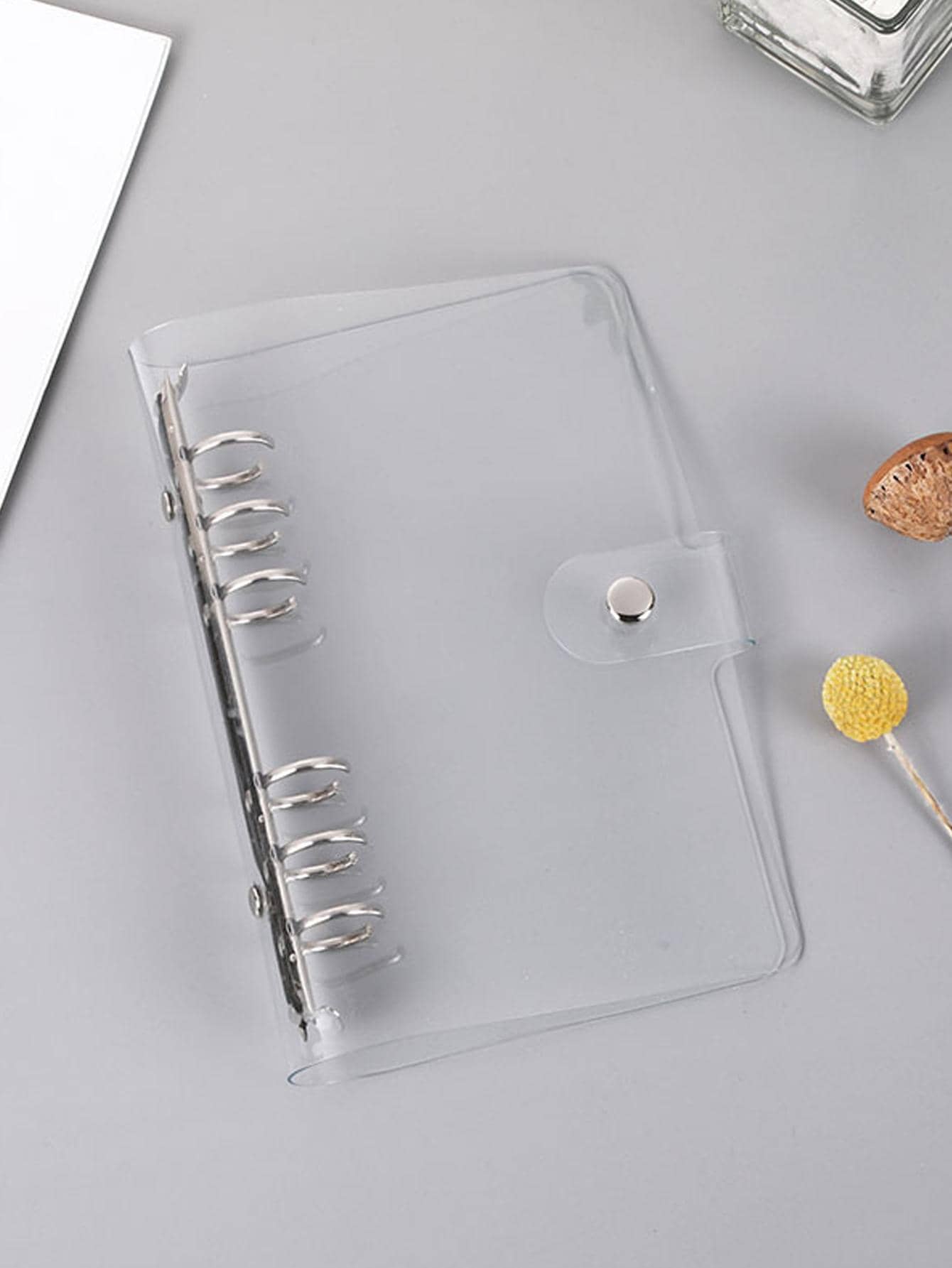 1入組透明活頁書殼，簡約PVC A6透明活頁封面 - 無色 - 查看 1