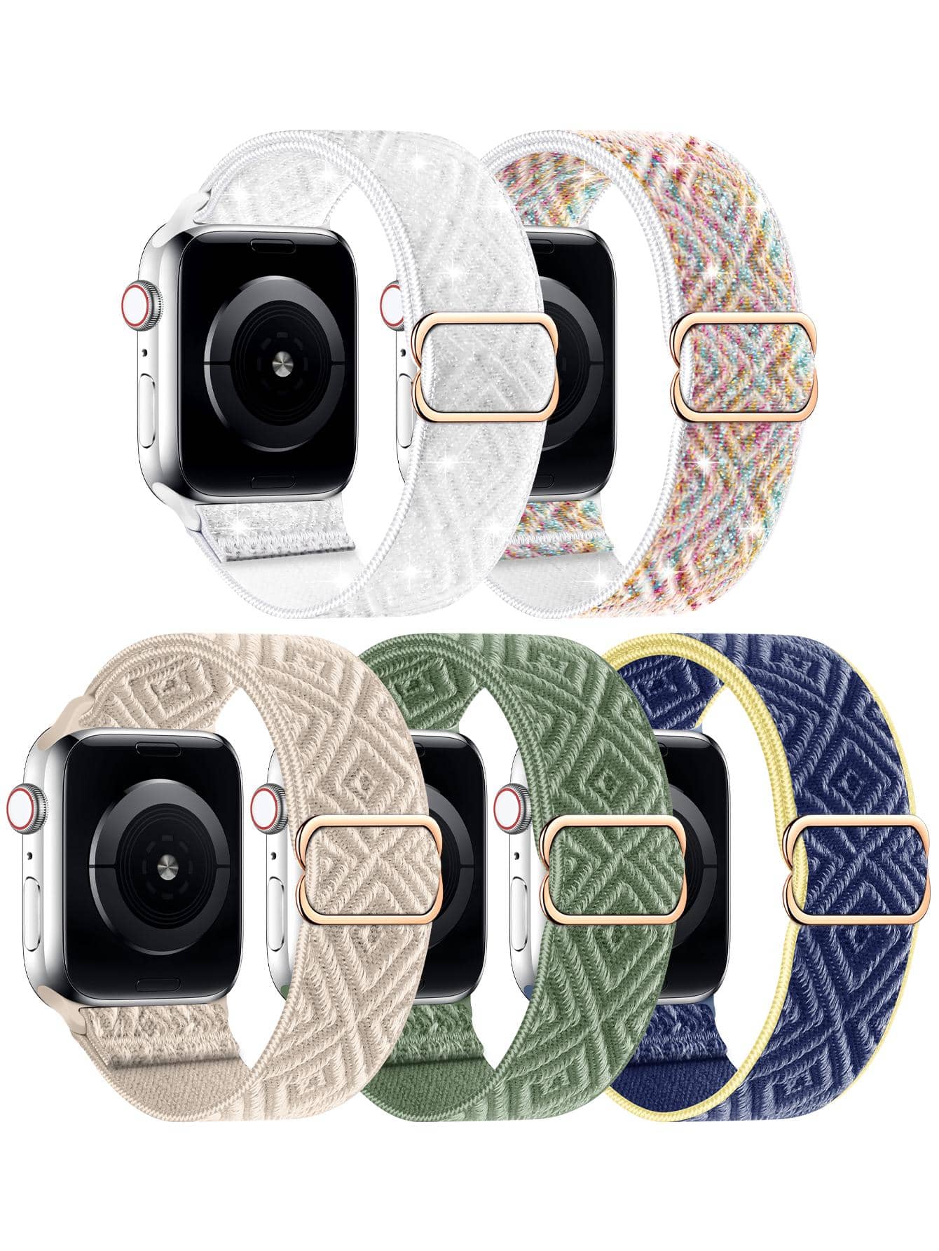 5 chiếc Dây đeo đồng hồ đa năng Polyamide họa tiết hình học - Nhiều màu - Xem 1