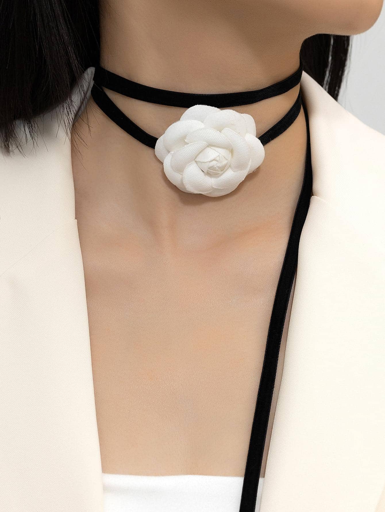 花朵裝飾頸鏈 - 彩色 - 查看 1