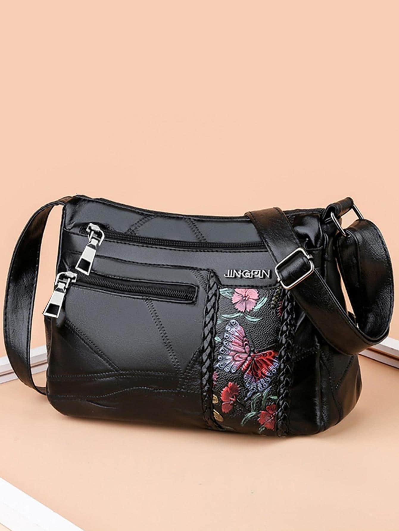 Túi Crossbody Nữ Thực vật - màu đen - Xem 1
