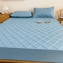Solid Color Fitted Sheet, Modern Plain Fabric Fitted Bottom Sheet For Bedroom, All Season
