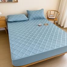Solid Color Fitted Sheet, Modern Plain Fabric Fitted Bottom Sheet For Bedroom, All Season