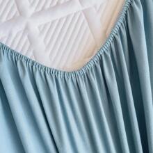 Solid Color Fitted Sheet, Modern Plain Fabric Fitted Bottom Sheet For Bedroom, All Season