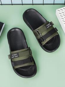 Dép Nam Chữ Trang Trí, Dép Đi Ngoài Trời Thời Trang - xanh quân đội - Xem 2