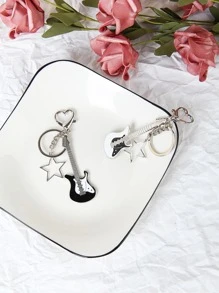 2pcs Musical Instrument & Star Charm Keychain Valentine's Day Valentines - Black and White - View 5