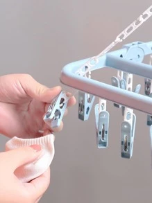 1 móc treo quần áo bằng nhựa có kẹp quần áo - Màu xanh lam - Xem 5
