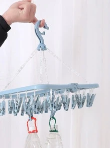 1 móc treo quần áo bằng nhựa có kẹp quần áo - Màu xanh lam - Xem 4