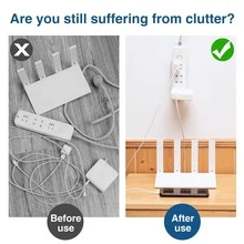 10pairs/pack Fixer PVC Power Strip Holder Wall Mount Home Self Adhesive Shelf - White - View 4