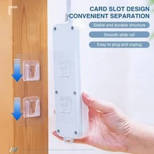 10pairs/pack Fixer PVC Power Strip Holder Wall Mount Home Self Adhesive Shelf - White - View 1