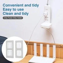 10pairs/pack Fixer PVC Power Strip Holder Wall Mount Home Self Adhesive Shelf - White - View 7