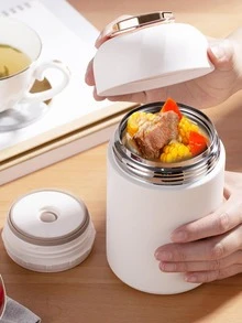 1pc Stainless Steel Insulated Lunch Box - White - View 3