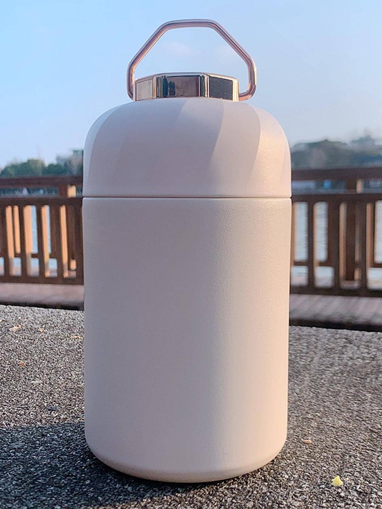 1pc Stainless Steel Insulated Lunch Box - White - View 1