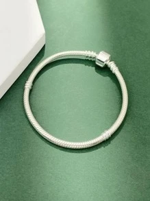 Newsoul 1pc Minimalist 16cm-22cm S925 Sterling Silver Square Headed Snake Bone Bracelet For Women Fine Jewelry Girls Gift - Silver - View 1