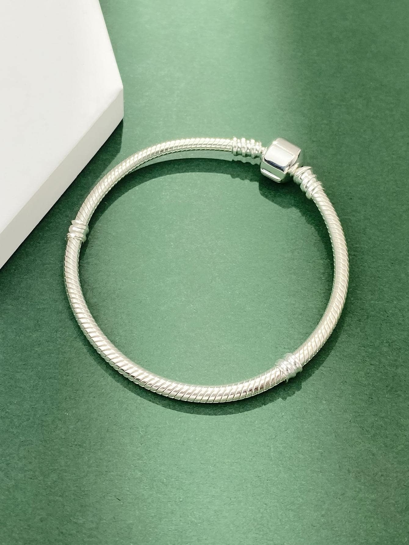 Newsoul 1pc Minimalist 16cm-22cm S925 Sterling Silver Square Headed Snake Bone Bracelet For Women Fine Jewelry Girls Gift - Silver - View 1