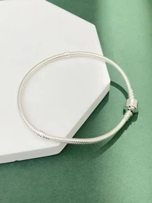Newsoul 1pc Minimalist 16cm-22cm S925 Sterling Silver Square Headed Snake Bone Bracelet For Women Fine Jewelry Girls Gift - Silver - View 5