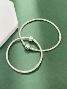 Newsoul 1pc Minimalist 16cm-22cm S925 Sterling Silver Square Headed Snake Bone Bracelet For Women Fine Jewelry Girls Gift - Silver - View 8