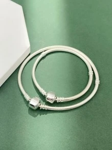 Newsoul 1pc Minimalist 16cm-22cm S925 Sterling Silver Square Headed Snake Bone Bracelet For Women Fine Jewelry Girls Gift - Silver - View 7