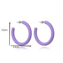 極簡圓耳環 - 紫色 - 查看 3