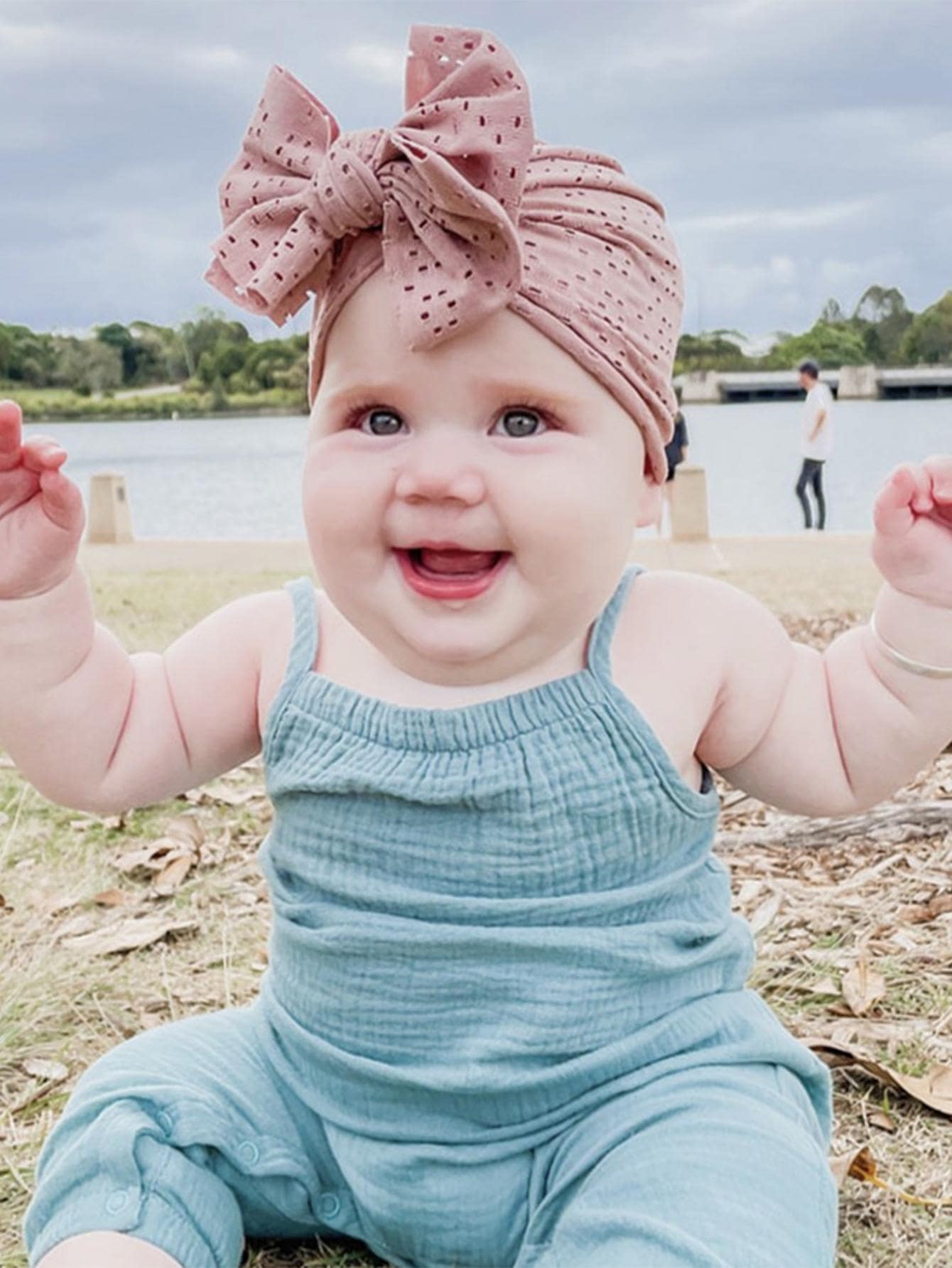 1pc Baby Bow Decor Head Wrap - Dusty Pink - View 1