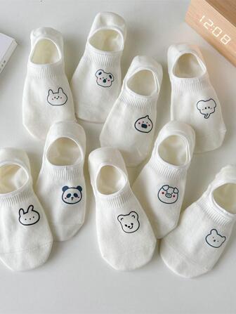 9pairs Women Cartoon Graphic Casual Invisible Socks For Summer