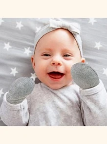 6 pares de guantes anti-arañazos de unicolor para bebé, cubierta protectora recién nacida, suave y linda para uso diario, celebración de días festivos del bebé - Multicolor - Ver 2