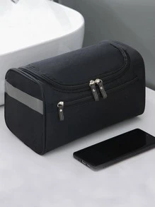 旅行用品 大容量化妆包 尼龙化妆包 可挂式洗漱包 尺寸：25cm*13.5cm*15cm 防水男士盥洗包 盥洗包 夏季旅行必备品 海滩度假 节日学校用品 宿舍必备品 返校 - 黑色 - 查看 1