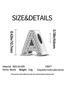 Cubic Zirconia Letter Design Silver DIY Bead - Silver - View 4