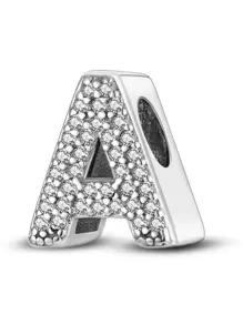 Cubic Zirconia Letter Design Silver DIY Bead - Silver - View 2