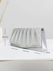 Silver Purses for Women Evening Bags Satin handbag Sparkling Formal Party Rhinestone Purse Wedding Cocktail Prom Clutches Mini - Silver - View 3