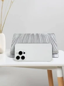 Silver Purses for Women Evening Bags Satin handbag Sparkling Formal Party Rhinestone Purse Wedding Cocktail Prom Clutches Mini - Silver - View 6