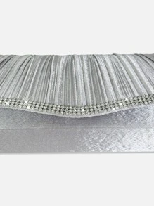 Silver Purses for Women Evening Bags Satin handbag Sparkling Formal Party Rhinestone Purse Wedding Cocktail Prom Clutches Mini - Silver - View 10