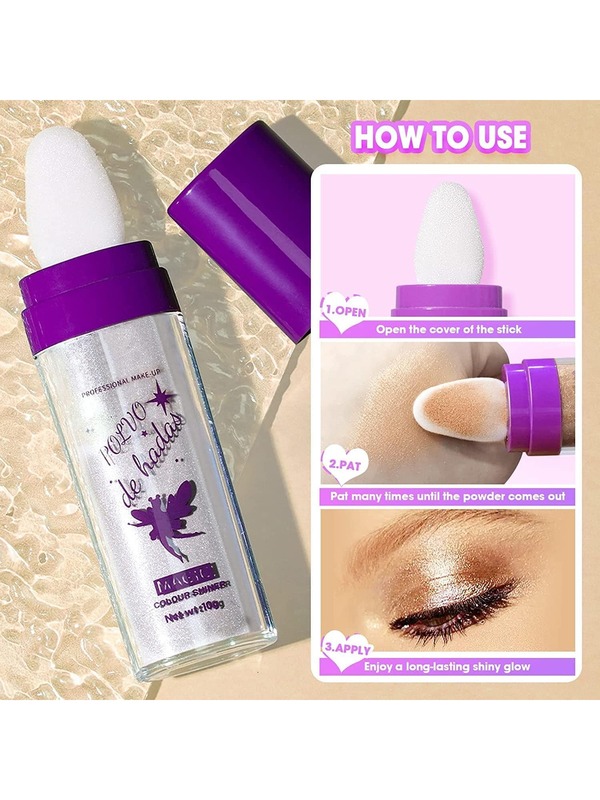 3 Colors Polvo De Hadas Highlighter Powder Stick Set, Trio Shimmer