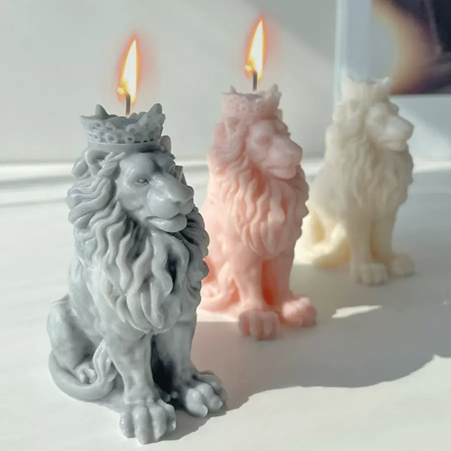 1pc Lion Design Candle Mold - White - View 1